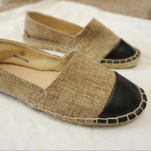 London Rebel WIDE Fit Beige/Black Espadrilles US 7